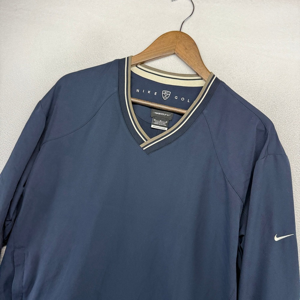 Vintage Nike Golf Windbreaker Mens Medium Navy Blue Pullover Jacket Nylon y2k